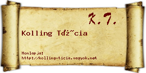 Kolling Tícia névjegykártya